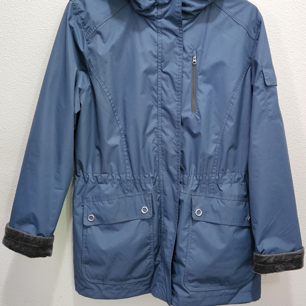 Ladies Jacket w/attached hood, size LG, blue